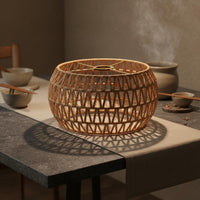 Woven Rattan Lampshade Handmade Wicker Hanging Shade Wabi-Sabi Design