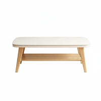 Japanese and design dual-level Rectangular Centerpiece Modern Design 2-Tier Rectangular Table Rounded Corners Living Room Furniture Easy to Clean for Apartment Dwellers, Families, property owners, Home, Lounge Area, Office, Bedroom