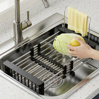 Dish Rack and Sink Strainer with Cutlery Drainer, Stainless Steel Dish Drainer, Space Saving Kitchen Sink Organizer for Your Kitchen Counter