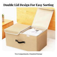 Lidded Compartment container Foldable Wardrobe Organizer Stackable for Closet, Bedroom