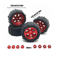 4 Pieces 1:12 1:14 1:16 1:18 Sand Racer Paddle Wheel Set High Grip Aluminum Unpaved-Surface Wheels for Beach