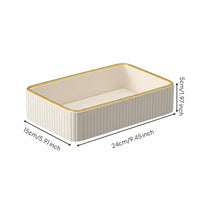 Gold Trim Cosmetic Organizer Light Luxury Style Ribbed Valet Tray Desktop Container for Entryway, Nightstand