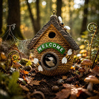 Bird Nest Hanging Decorative Bird House Resin Birdhouse for Patio