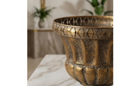 Antique Gold Vase Flared edge Flower Pot Square Footed House Decoration