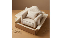 1/12 Scale Sofa Padded Armrests 1/12 Scale Couch Wood and Textile Sofa Throw Pillow Miniature Furniture Classic Style