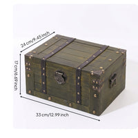 Rectangular Wooden Storage Chest Weathered Green Antique-Style Storage Chest Metal Latch for Stage Prop
