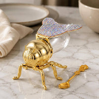 Bee-Shaped Condiment Jar floralHandled Spoon Table Item for Kitchen