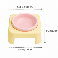 Elevated Pet Bowl, Ceramic Cat Food Bowl with Stand, 175ml Anti Vomit Shallow Dish for Felines & Small Dogs