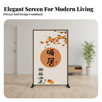 Traditional Chinese design Freestanding Panel Partition Double-Sided Pattern Room separater Opaque Fabric Space Separator Easy to stow for Fans of Asian Aesthetics, awayice Workers, Business Owners, Entryway, Studio Apartment, Bedroom, Restaurant