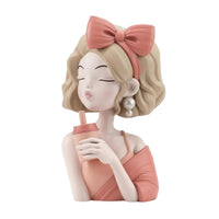 Girl Bust Figurine Lovely Resin Character Figurine Modern for Bookshelf, Teens