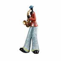 Retro Design Music Band Figure Artistic Design Jazz Band Performer Statue Handcrafted Look Musician Figurine for Office, Entryway