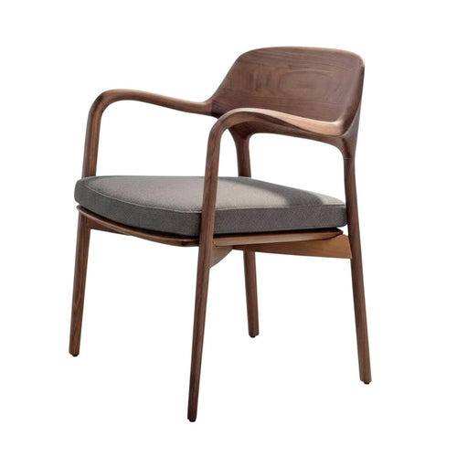 Upholstered Wooden Armchair Minimalist Design Dining Chair With Armrests Ergonomic Spinerest for Adults, Lounge Area