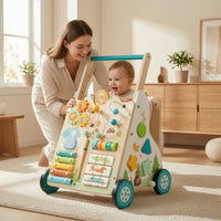 Wooden Push Activity Toy Sturdy Wooden Infant Activity Toy with Wheels Interactive Learning Toy for Young Children, Infants, Playroom, Nursery