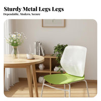 Molded Shell Chair with Metal Legs Stackable Armless Plong-lastingic Shell Chair