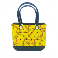 EVA Tote Bag Washable Carryall Navy Handles