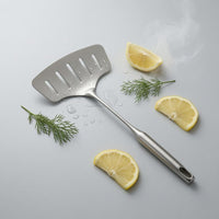 Slotted Fish Brushed Silver Slotted Turner One Piece Style Kitchen Tool
