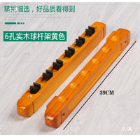 Wall-Mounted Billiard Cue Rack Solid Wood 6-Hole 8-Hole Cue Holder