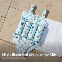 Single-Piece Buoyancy Aquatic Suit Quick-Drying Material girls' Buoyant Suit Aquatic Suit with Removable Buoyant S Cute Cartoon