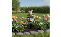 Easter Bunny Planter Acrylic Yard Stake Rabbit Basket Egg Flower Waterproof Sign Decorative Ornament Suitable for Outdoor Garden Home Setting