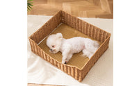 Wicker Pet House Indoor Wicker Pet Bed Cozy for Living Room, Bedroom, Small Dogs