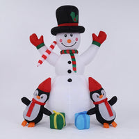 Bonhomme De Neige Gonflable Avec Pingouins Festif Snowman with Penguins Outdoor