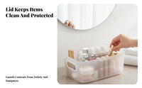 Lidded Vanity Case Clear Design Cosmetic Organizer particleproof for Bathroom, Women