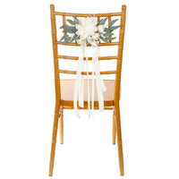 Chair Back Flowers with Ribbons Hanging Wedding Chair Back Flower Decorations Lightweight for Brides, Weddings, Receptions