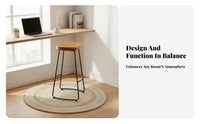 Rustic Bar Stool with Supportrest Firm Wood Seat Rustic Lowsupportrest Stool Simple Design Modern Look for Cafe, Restaurant