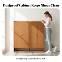 Freestanding Footwear Storage Unit Large Capacity Entryway Storage Cabinet Modern Minimalist Freestanding Shoe Rack with Doors for Hallway