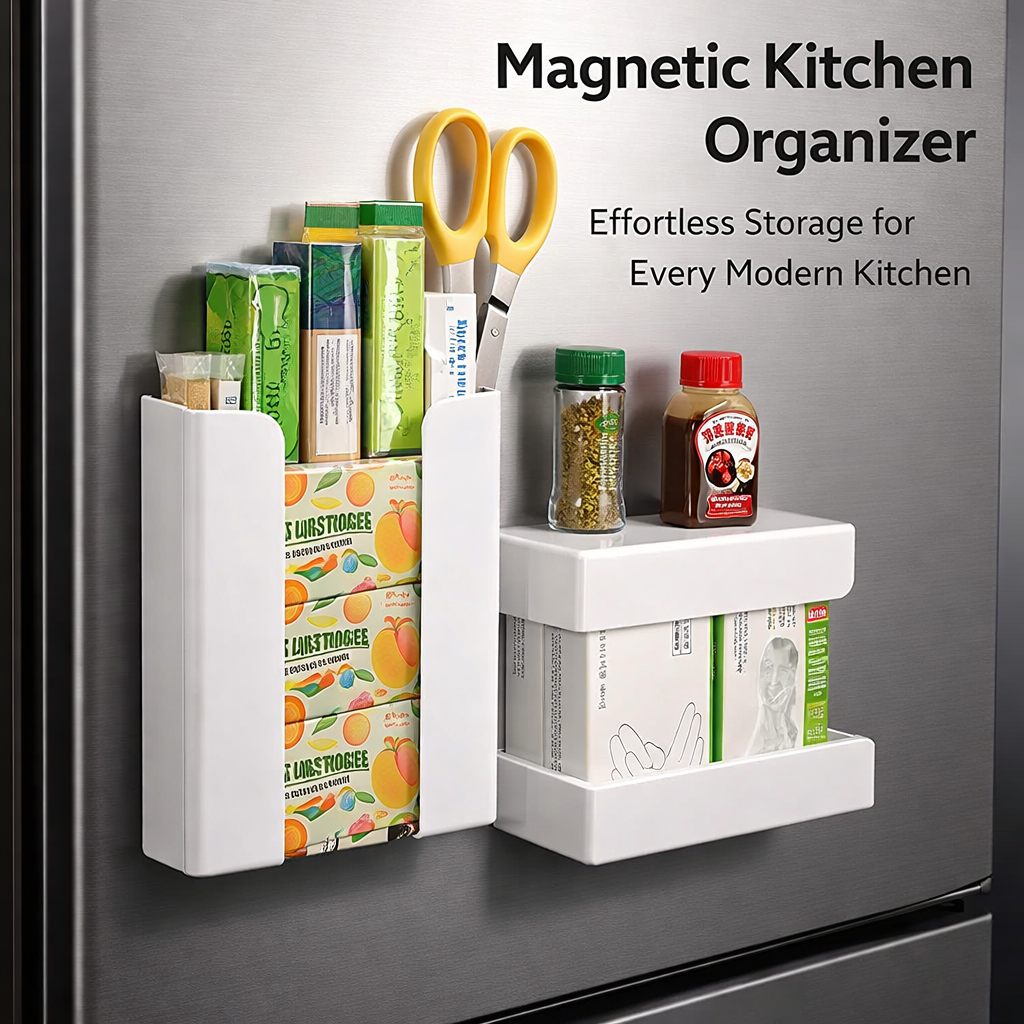 Refrigerator Organizer for Families, Wall Mounted Kitchen Tissue and Split Wet Wipe Dispenser