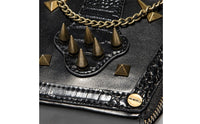 Casket Shoulder Bag with Cranium Motif Faux Leather Casket Crossbody Bag Adjustable Handbag for Goths, Concerts