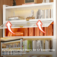 Dustproof Multi-Tier Bookcase with Flip-up Doors Dust-Proof Multi-Tier Cabinet with Flip-up Doors Large Capacity Book Rack Strong Load-Bearing for Children, Students, Homeowners, Study Room, Bedroom, Protectice