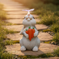 Rabbit Carrot Statue LED Light Solar Rabbit Statue Warm Radiance for Garden