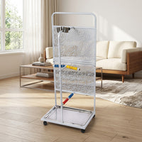 Avian Play Stand and Large Bird Cage Stand, Metal Pet Bird Stand with Wheels, 3 Tier Parrot Stand with Stainless Steel Tray for Macaw Cockatoo