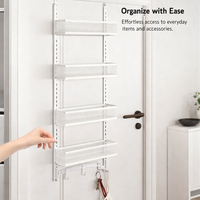 Bedroom Closet Door Organizer, Multi-Layer Hanging Rack for Students, No-Drill Adjustable Hooks for Over-the-Door for Bags & Coats, 15kg Capacity