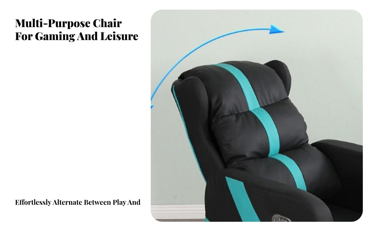 Reclining Function Esports Lounger Padded Seat Gaming Chair Ergonomic Design Recliner Soft Padding for Gamers, Students, Teenagers, Internet Cafe, Game Room, Home Office, Bedroom