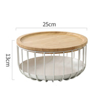 Versatile Wire Fruit Stand Bamboo Fruit Tray Round