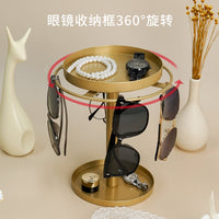 Disassemblable Rotating Eyeglass Display Stand with Storage - Gold, 5-Tier