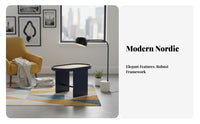 Oval Cane-Topped Side Table Woven Top Nightstand Minimalist Design for Students