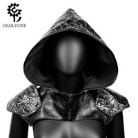 Medieval Knight Retro Hat Steampunk PU Leather Round Top Unisex Magic Hat Cosplay Prop