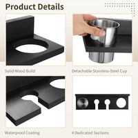 Wall-Mounted Solid Wood Hair Dryer Holder for Bathroom Storage
