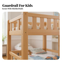 Solid Wood Bunk Bed Space-Saving Design Kids Bunk Bed with Ladder High Guardrail Bedroom Furniture for Students, Families, Dormitory, Dorm Room