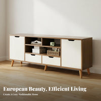 Contemporary Television Cabinet Multi-Functional TV Console with Storage Raised Design Storage Entertainment Center for Small Apartments, Bedroom