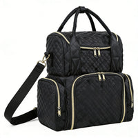 Double Layer Makeup Top Handle Handle Quilted Cosmetic Case Multiple Pockets Train Case for Salon