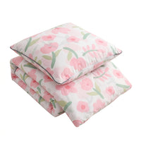 Cartoon Bear Pillow Blanket, Floral Pattern, Polyester