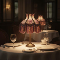 Violet Floral Tassel Lampshade Ornate Tassel Shade Soft Light for Guesthouse