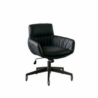 Upholstered Rotating Chair with Gold Base Genuine Leather Home Seating Ergonomic Shape Easy Assembly for Professionals