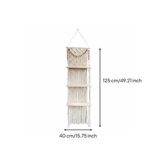 Three-Tier Wall Shelf Easy to Hang Macrame Wall Shelf Long-Lasting for Apartment