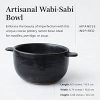 Wabi-Sabi Double Ear Ceramic Soup Bowl, 500ml