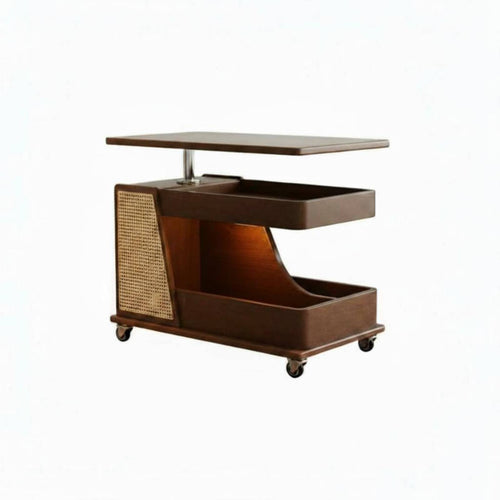 Bus-Shaped elevatingTop Trolley Height Adjustable C-Shaped Rolling Table for Bedroom